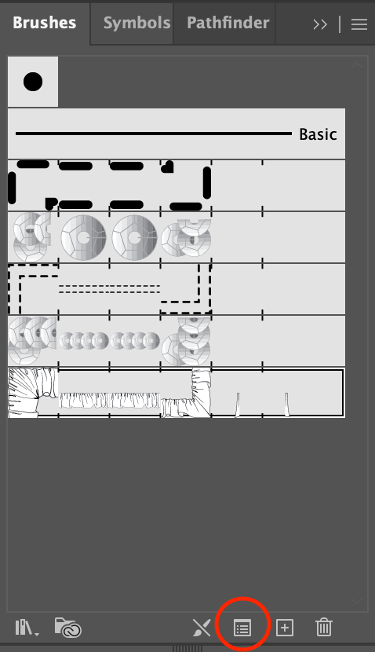 Brushes panel dropdown menu in Illustrator with the 'New Brush' option highlighted to create a custom brush.