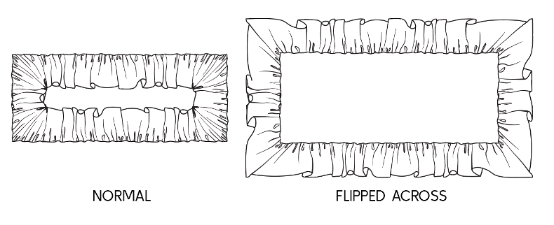 Side-by-side chart showing original sequin artwork and how it’s applied as a brush to create a decorative border.