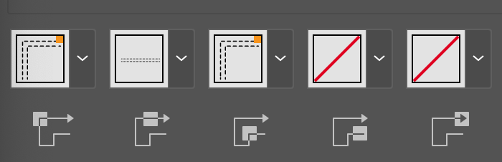 Pattern Brush tile configuration options in Illustrator showing different corner and side tile assignments.